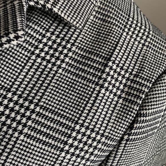 MISSGUIDED Houndstooth Blazer Womens Sz 6 Black White Metallic Classic - Picture 4 of 7
